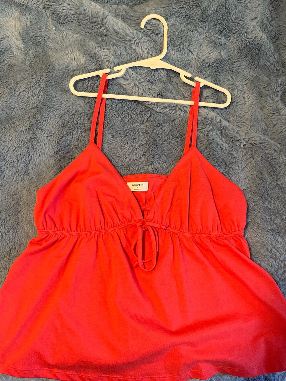 Sunday Best Red Spaghetti-Strap Cami with Front Tie
